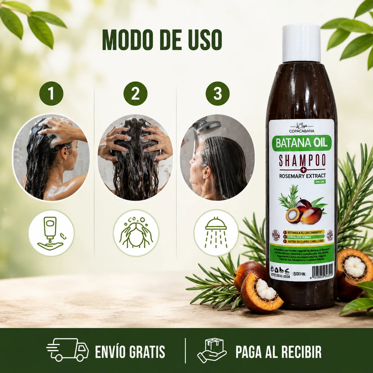 Modo de uso del Shampoo de Batana